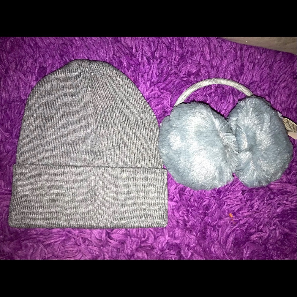 Grey beanie n earmuffs women